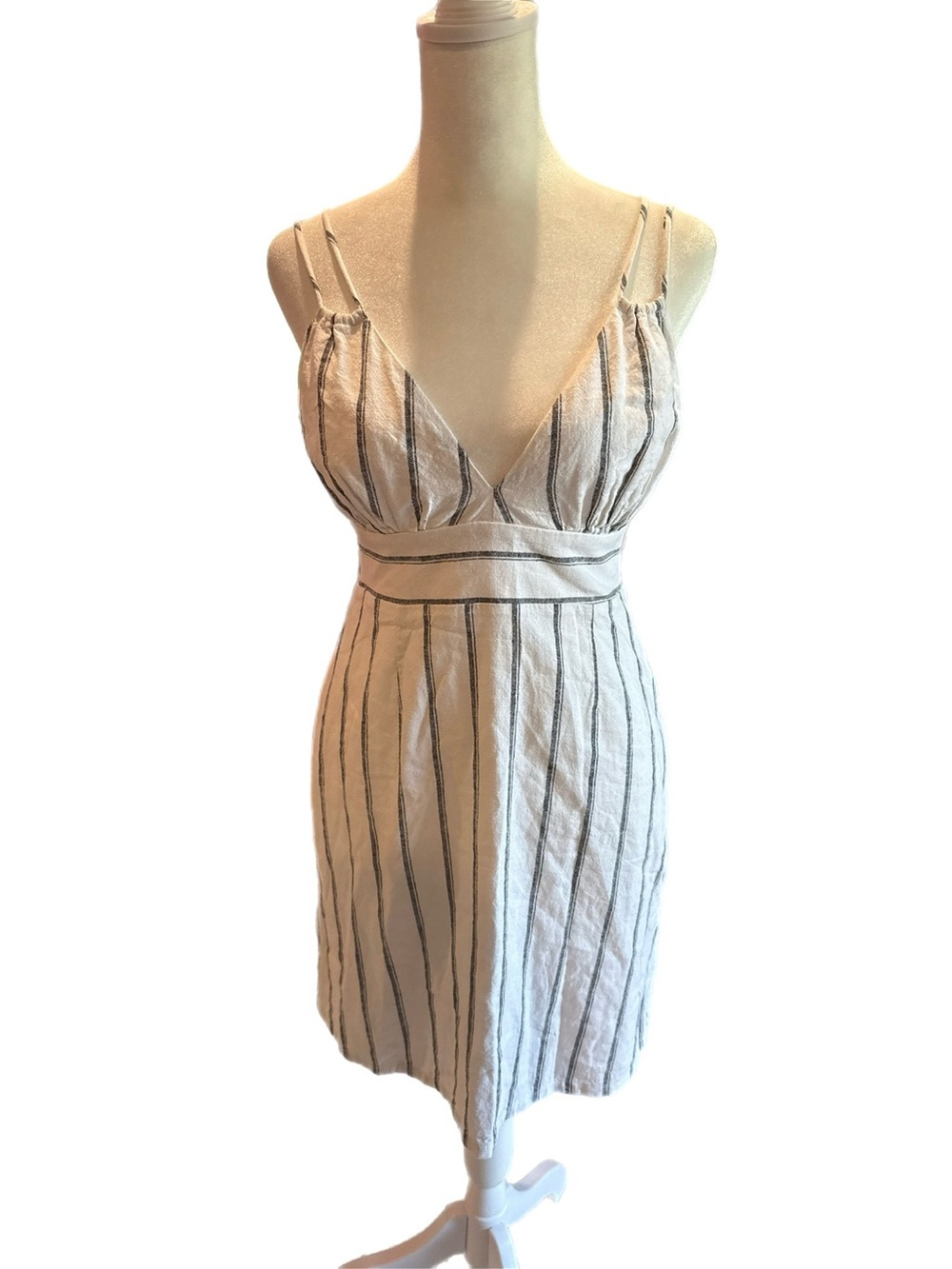 Bar III White Mini Dress with Black Vertical Stripes